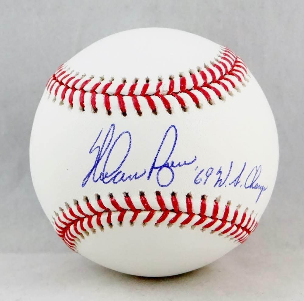 Nolan Ryan Signed Rawlings OML Baseball 69 WS Champs AIV Hologram (1 of 10)