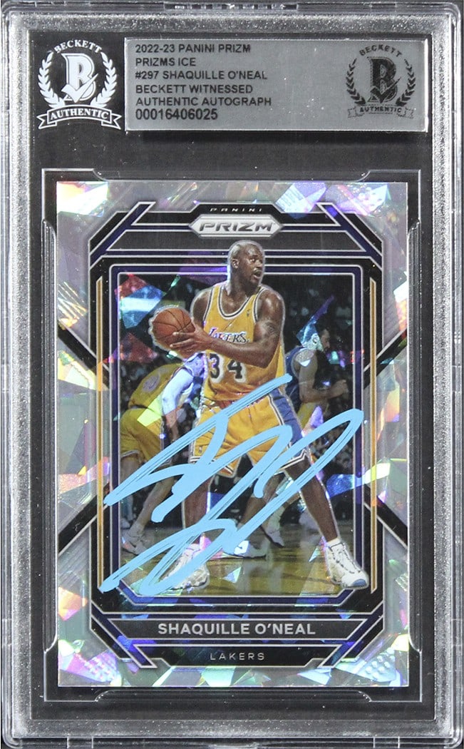 Shaquille O'Neal Signed 2022 Panini Prizm Ice #297 Card BAS Slabbed (1 of 2)