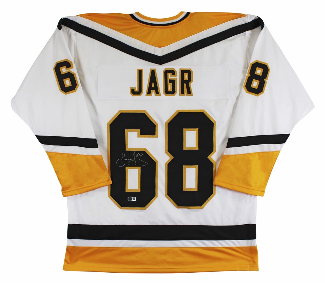 Jaromir Jagr Signed Pittsburgh Penguins White Jersey BAS Authenticated (1 of 3)