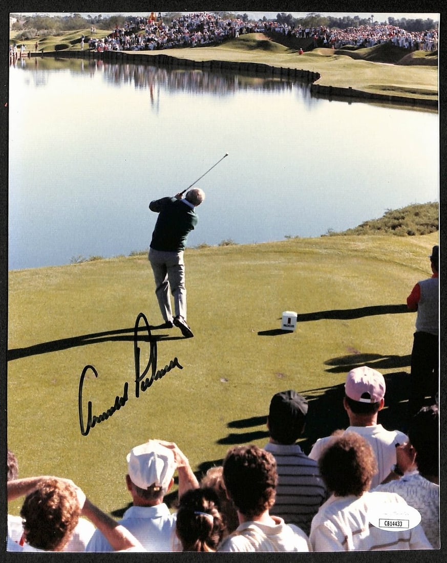 Arnold Palmer Autographed 8x10 Photo JSA Certified: Arnold Palmer Autographed 8x10 Photo JSA Certified This is an original 8x10 photo of Arnold Palmer, signed and autographed by the legendary golfer himself. The photo comes with authentication from JSA