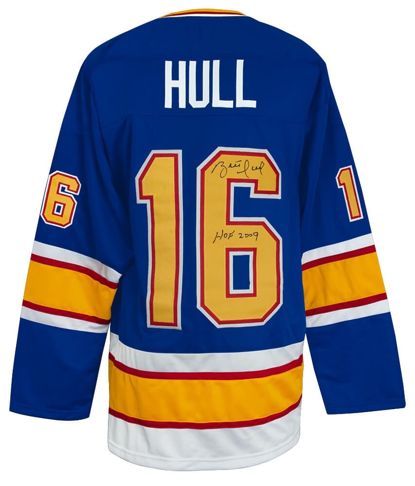 Brett Hull Signed Blue Custom Hockey Jersey HOF 2009 COA (1 of 3)