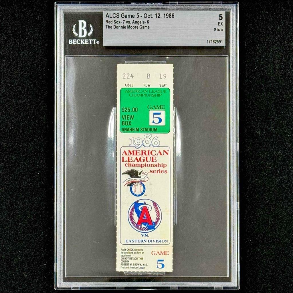 Rare 1986 ALCS Game 5 Ticket Stub Red Sox vs Angels BGS 5 (1 of 3)