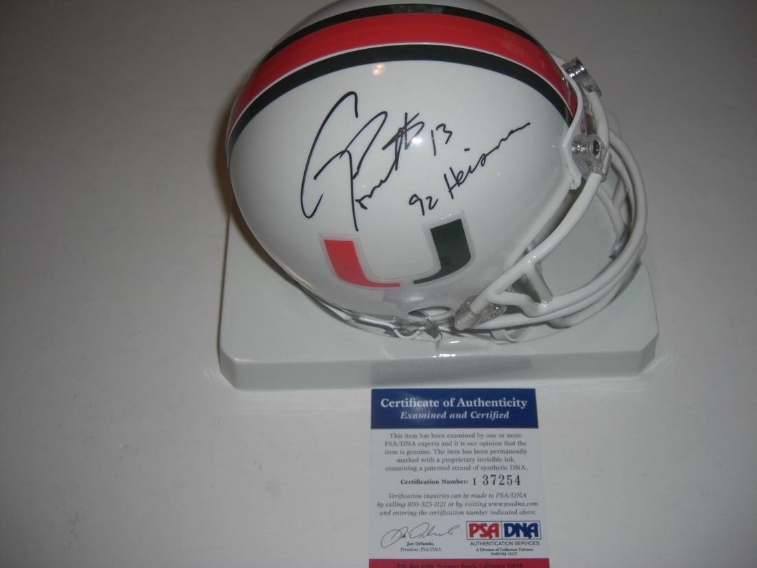 Gino Torretta Signed Mini Helmet 1992 Heisman Miami Hurricanes PSA/DNA (1 of 1)