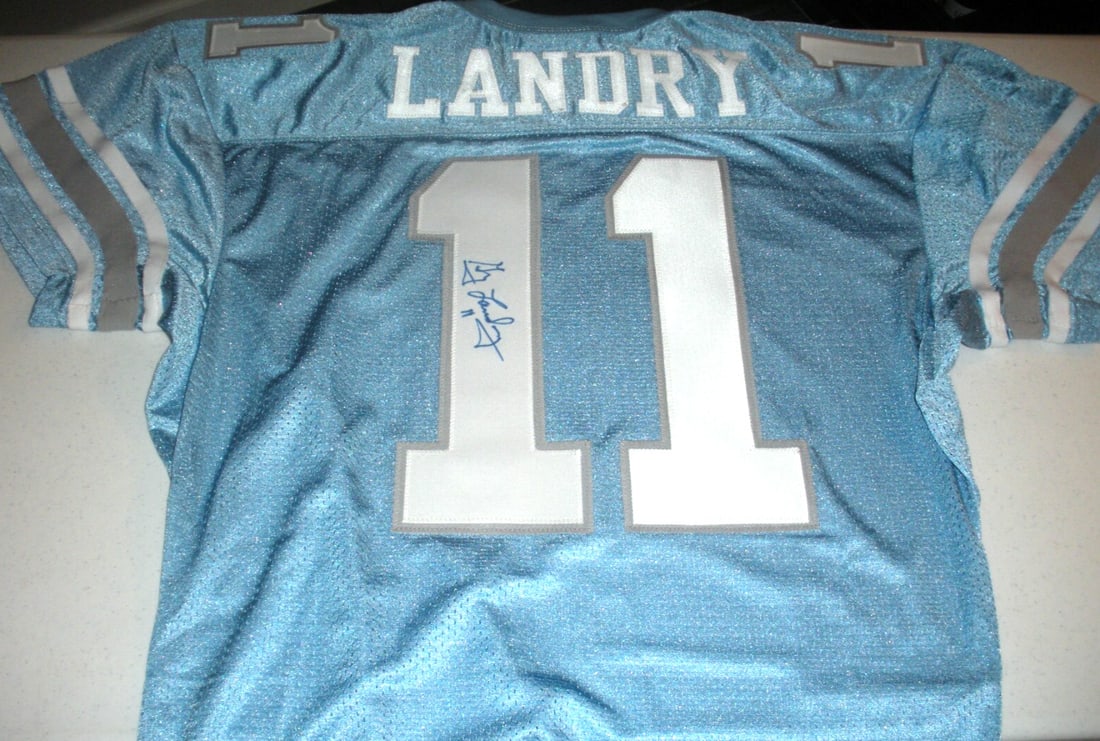 Greg Landry Signed Detroit Lions Rawlings Jersey with COA (1 of 2)