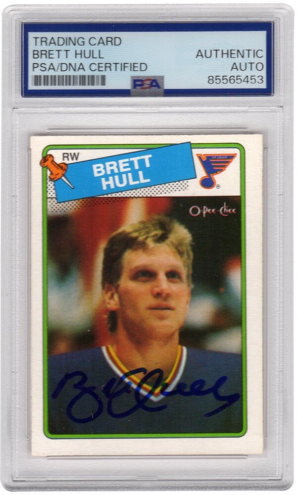 Brett Hull Signed St Louis Blues 1988 O-Pee-Chee Rookie Card PSA (1 of 2)