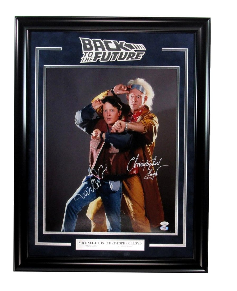 Michael J Fox Christopher Lloyd Dual-Signed 16x20 Photo Framed JSA PSA (1 of 4)