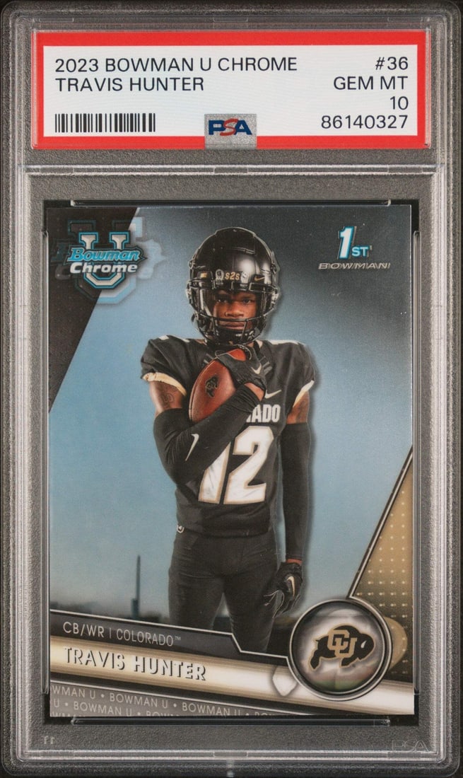 2023 Topps Bowman U Chrome Travis Hunter Rookie Card PSA 10 (1 of 2)