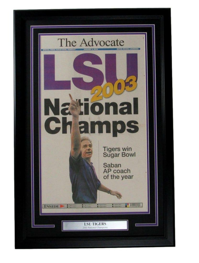 Framed The Advocate Newspaper LSU 2003 National Champs Sugar Bowl 20 x 30 (1 of 2)