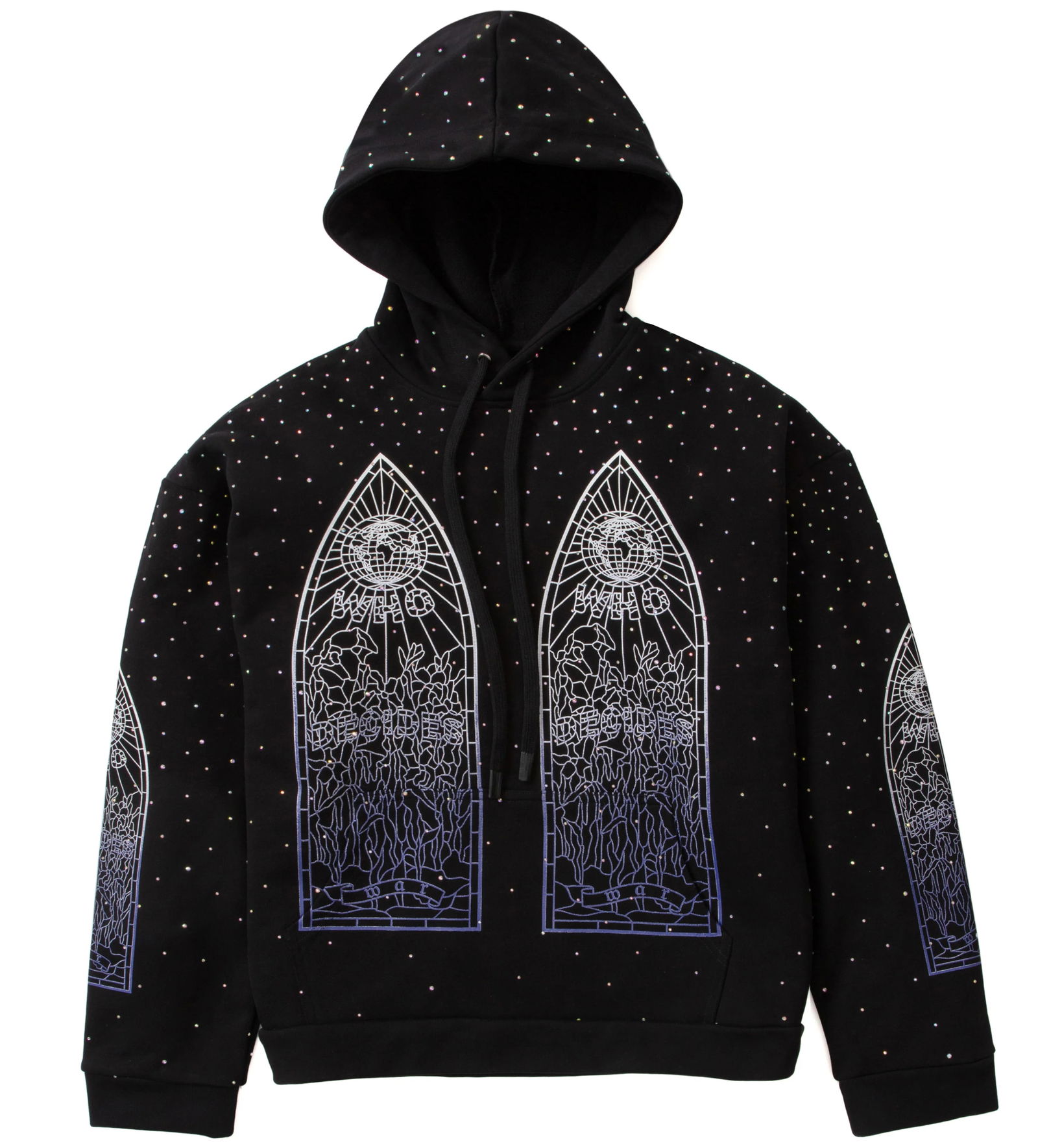 Who Decides War Rhinestone Hoodie Black Premium Cotton XXL (1 of 1)
