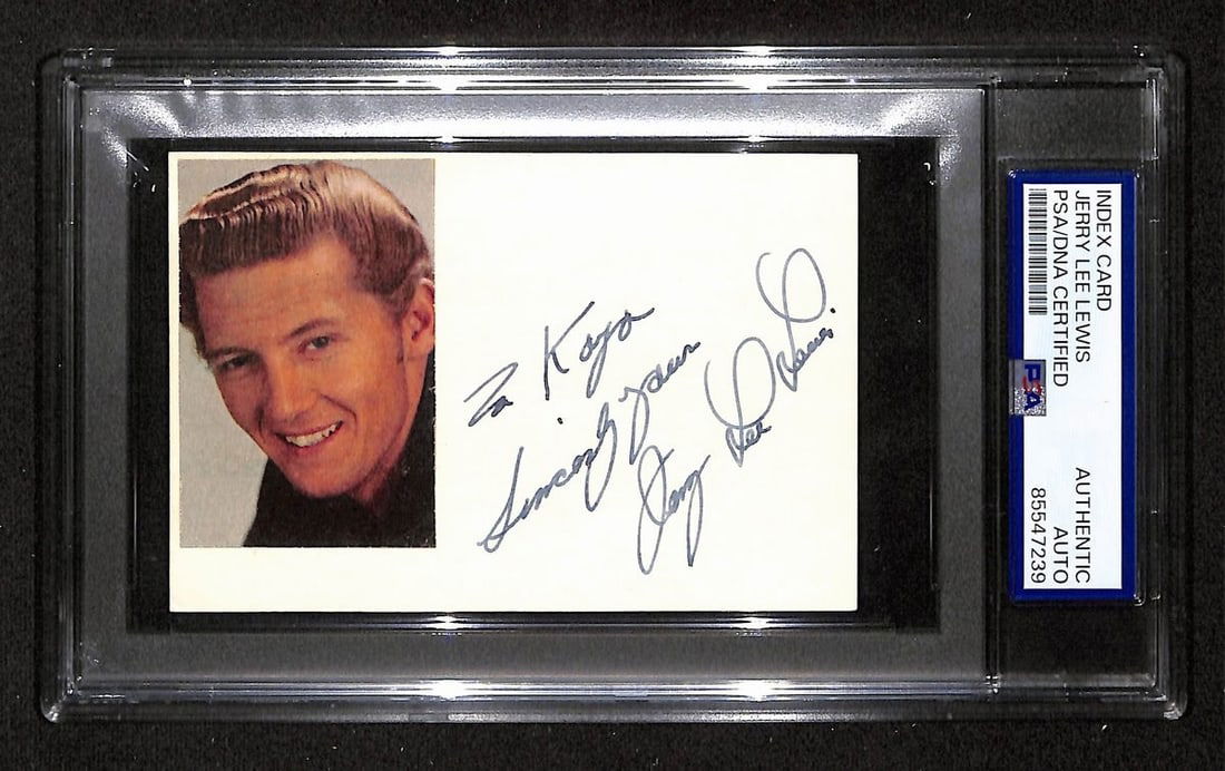 Jerry Lee Lewis Signed 3x5 Index Card PSA/DNA Authenticated (1 of 1)