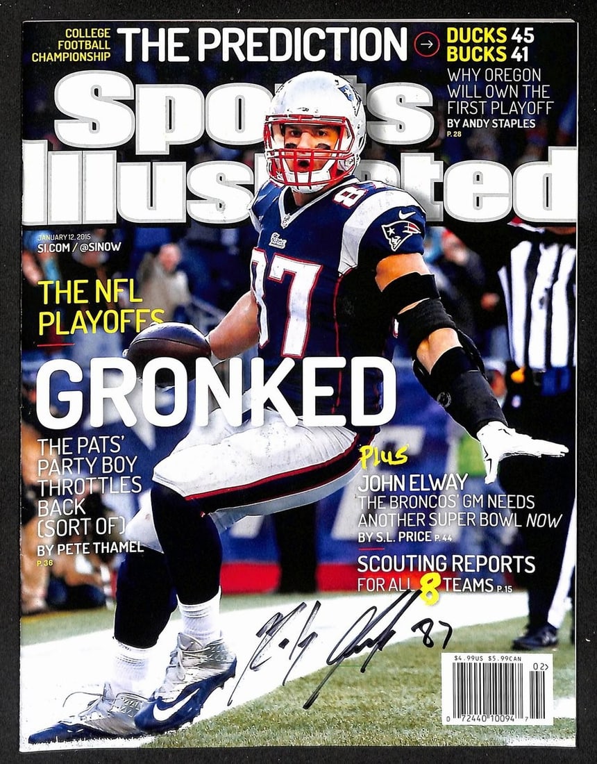 Autographed 1/12/2015 Sports Illustrated Magazine PSA DNA Rob Gronkowski (1 of 3)