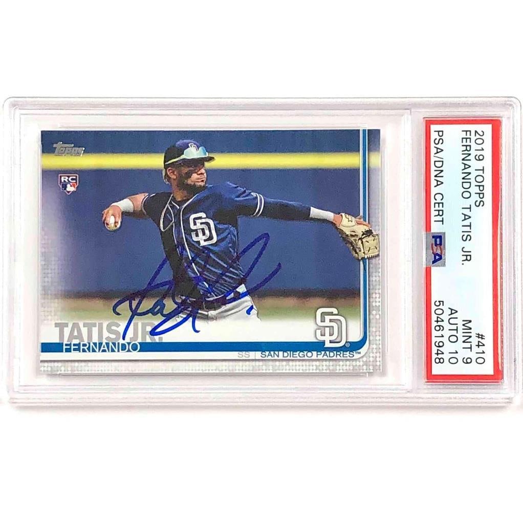 Fernando Tatis Jr. 2019 Topps #410 RC Signed Card PSA 9 Auto 10 (1 of 2)
