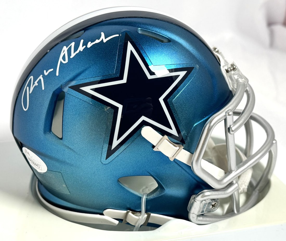 Roger Staubach Autographed Dallas Cowboys Mini Helmet JSA Authentication (1 of 5)