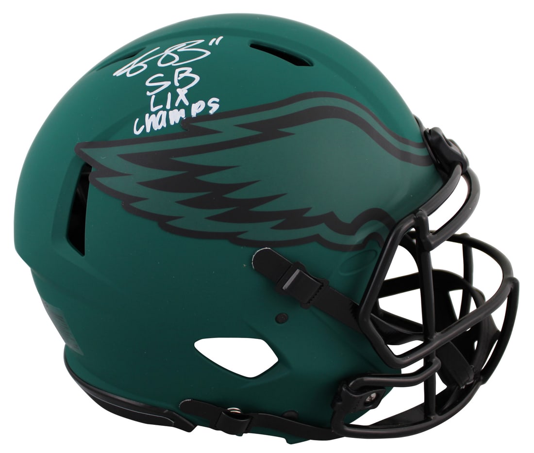 A.J. Brown Signed Eagles Rave F/S Speed Helmet SB LIX Champs BAS Authenticated: A.J. Brown Signed Eagles Rave F/S Speed Helmet SB LIX Champs BAS Authenticated Celebrate the Philadelphia Eagles' Super Bowl LIX victory with this authentic, full-size Speed Proline helmet personally