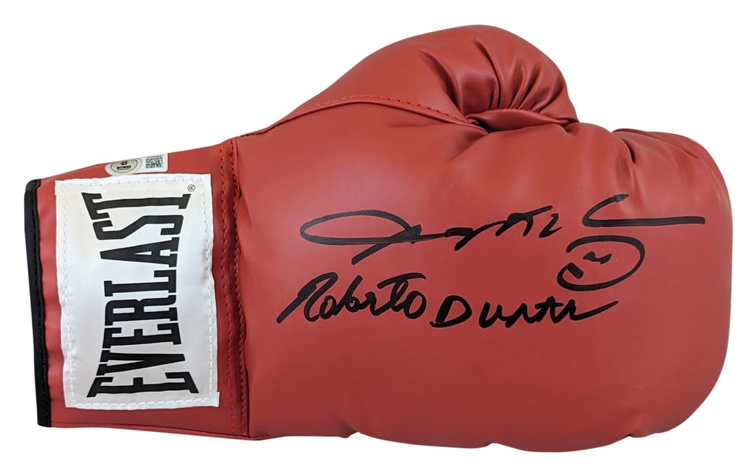 Sugar Ray Leonard Roberto Duran Signed Everlast Boxing Glove BAS Witnessed: Sugar Ray Leonard Roberto Duran Signed Everlast Boxing Glove BAS Witnessed This autographed Red Right Hand Everlast Boxing Glove features the signatures of boxing legends Sugar Ray Leonard and Roberto