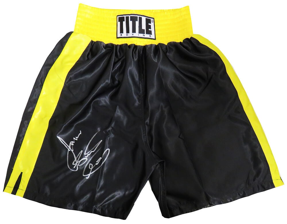 James Toney Signed Title Boxing Trunks Black Gold Lights Out SS COA (1 of 1)