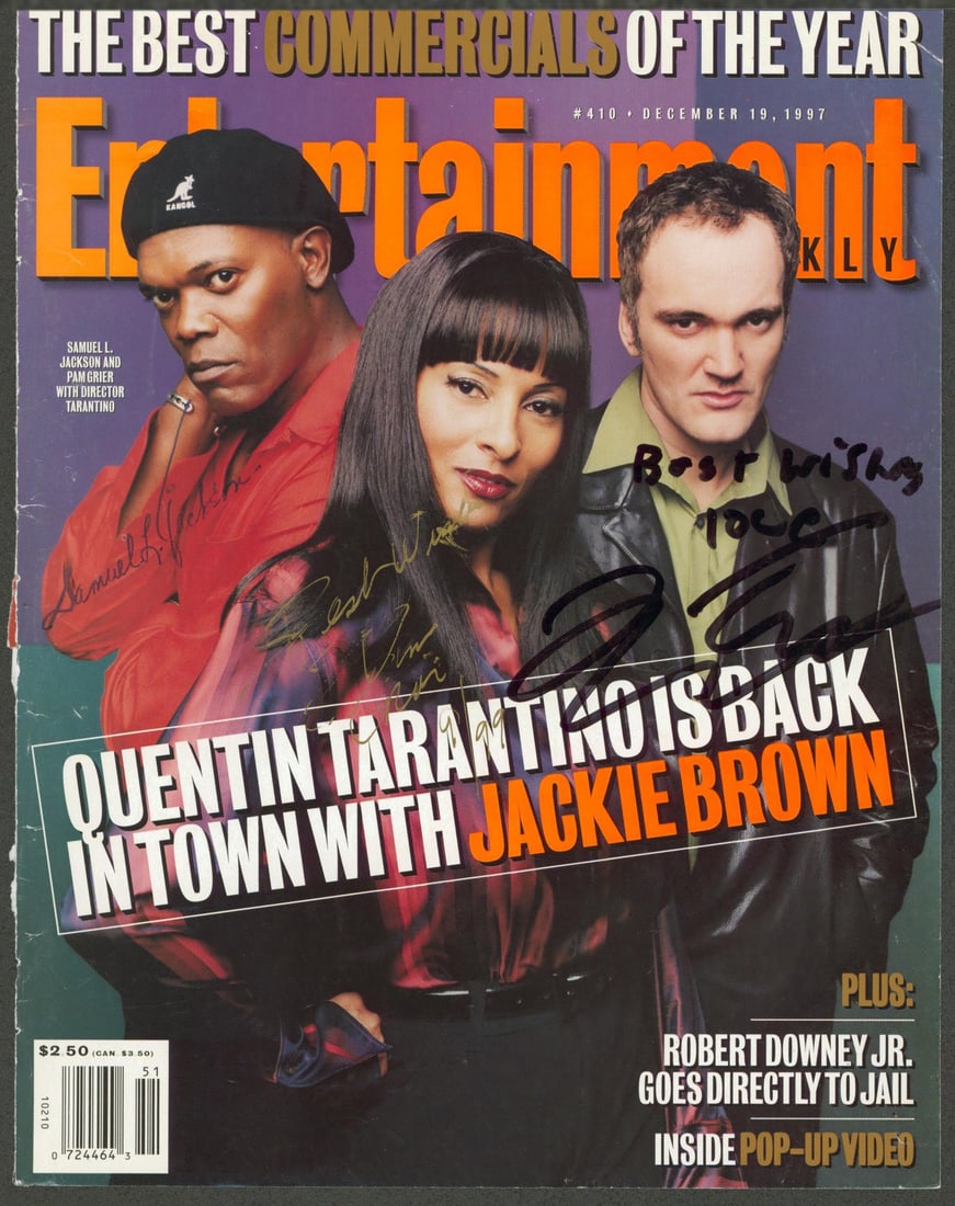 Quentin Tarantino Pam Grier Signed Jackie Brown Magazine Cover JSA Certified (1 of 2)