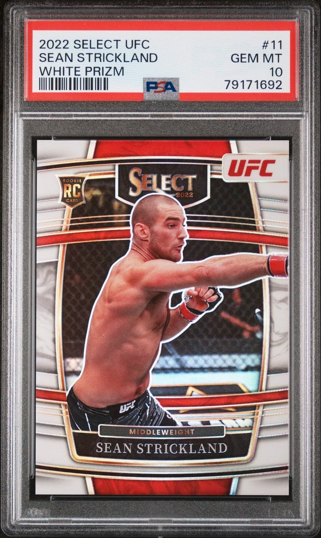 2022 Select UFC Sean Strickland #11 White Prizm #/75 PSA 10 Card (1 of 2)