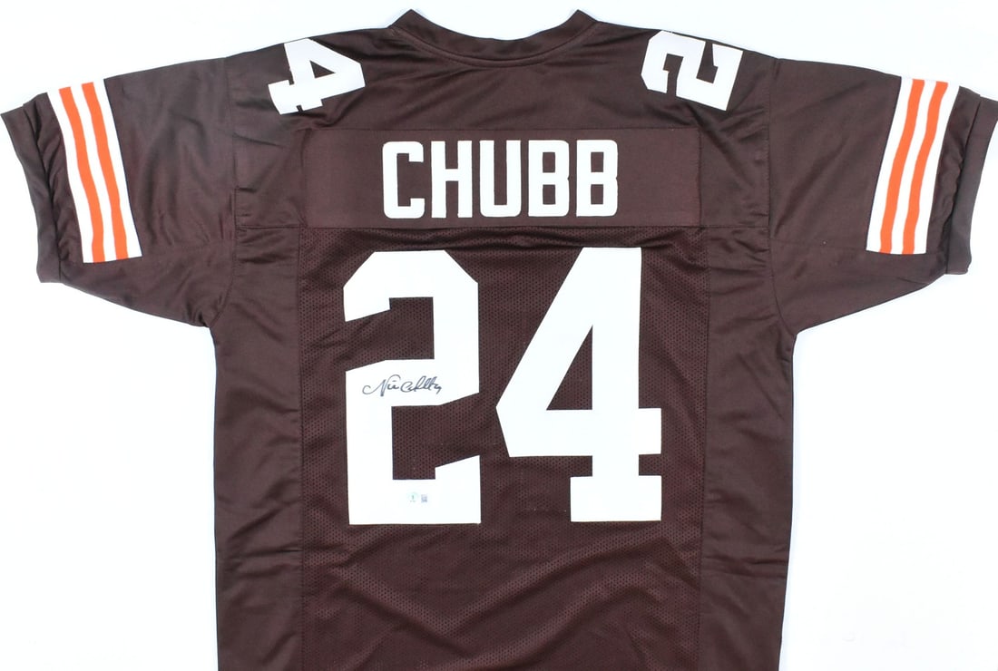 Nick Chubb Autographed Cleveland Browns Pro Style Jersey Beckett Authenticated (1 of 3)