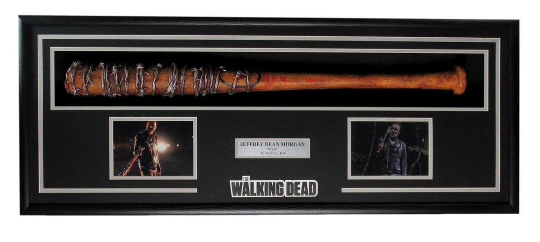 Jeffrey Dean Morgan Signed Bat Framed Negan The Walking Dead JSA Authenticated: Jeffrey Dean Morgan Signed Bat Framed Negan The Walking Dead JSA Authenticated This striking piece features a Jeffrey Dean Morgan signed/autographed bat framed in tribute to his iconic role as Negan f