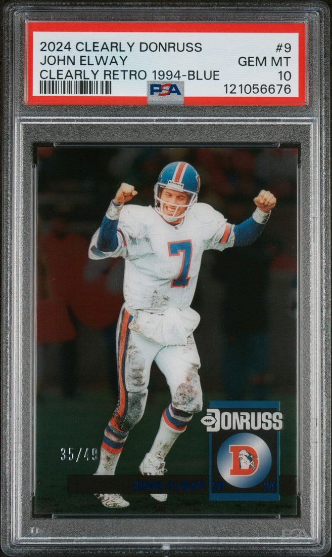 2024 Panini Clearly Donruss John Elway #9 Retro Blue Card /49 PSA 10 (1 of 2)