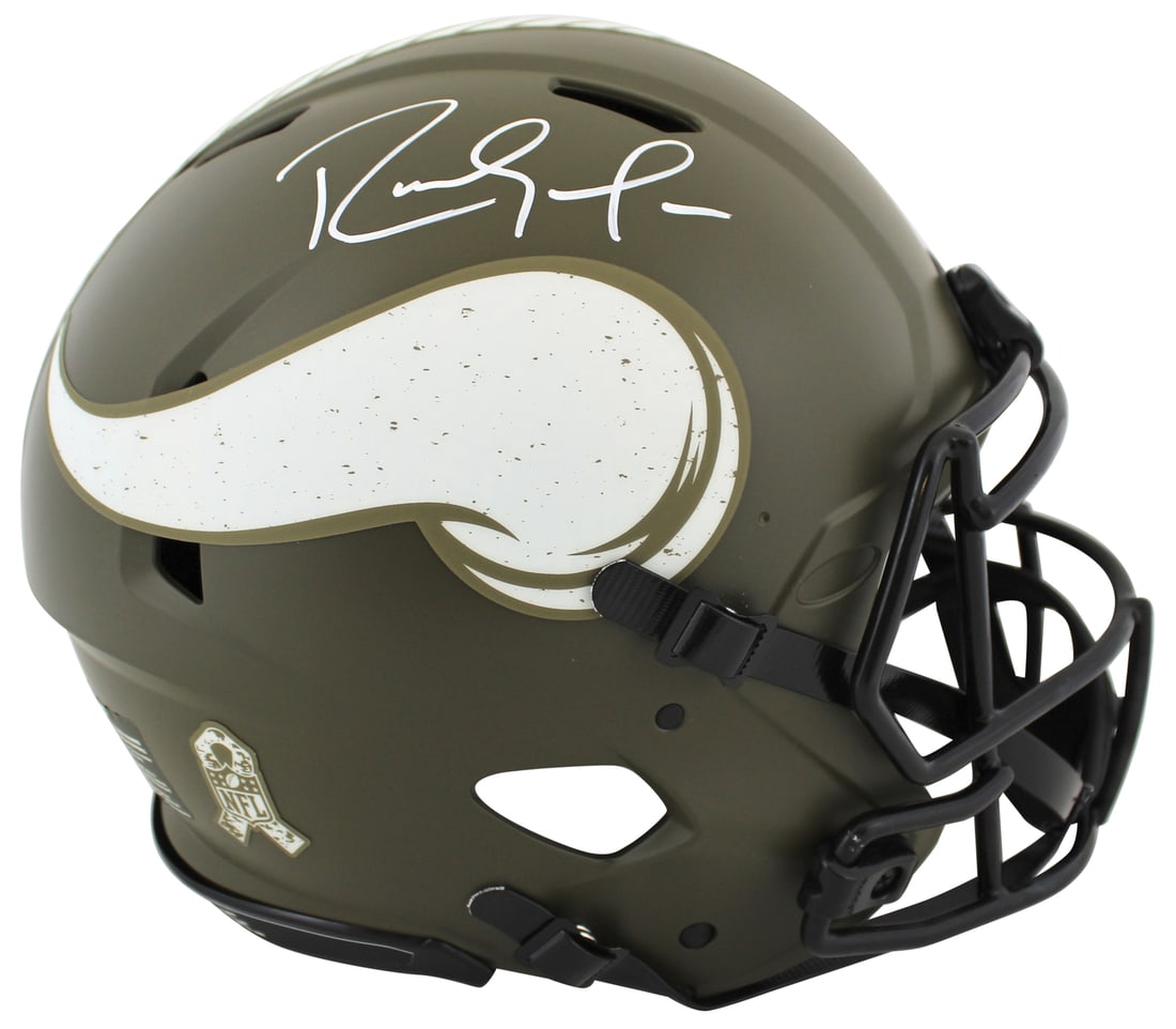 Randy Moss Signed Minnesota Vikings Salute To Service Helmet BAS Witnessed (1 of 3)