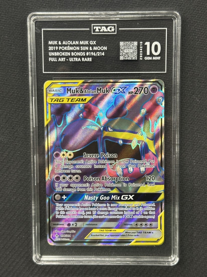 Muk Alolan Muk GX Full Art TAG 10 Pokemon Unbroken Bonds Card (1 of 2)