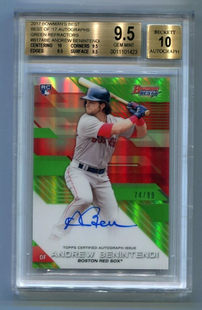 2017 Bowman's Best Andrew Benintendi Green Refractor Auto /99 BGS 9.5 (1 of 2)