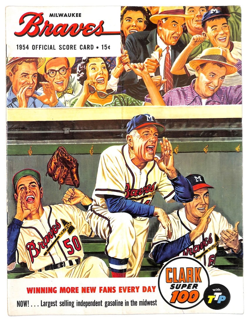1954 Milwaukee Braves Program Hank Aaron 3rd MLB Game Original (1 of 4)
