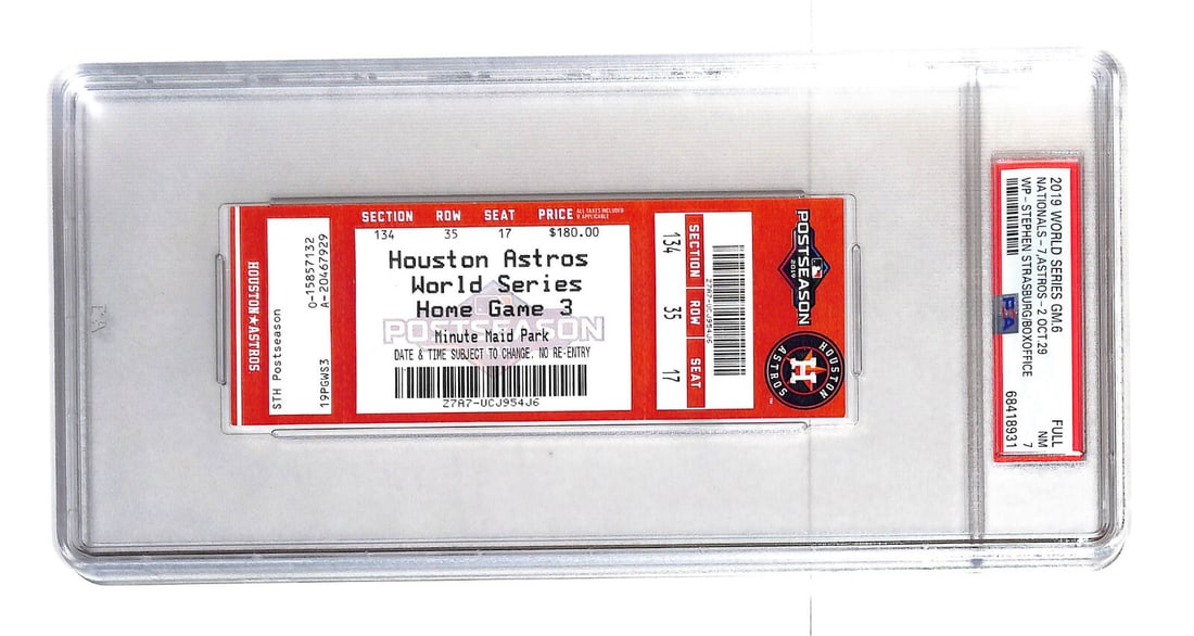 2019 World Series Game 6 Ticket Nationals vs Astros PSA 7 (1 of 2)