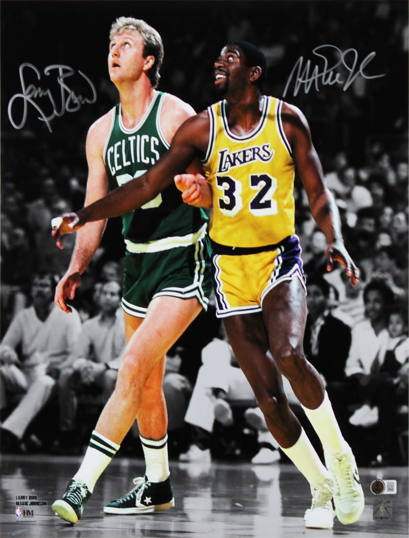 Magic Johnson Larry Bird Signed 16x20 Photo BAS Witnessed (1 of 3)