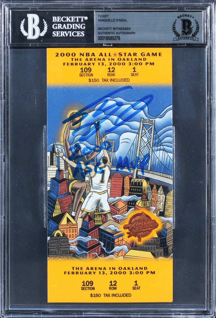 Shaquille O'Neal Signed 2000 NBA ASG Ticket Stub with Inscription Beckett Authenticated (1 of 2)
