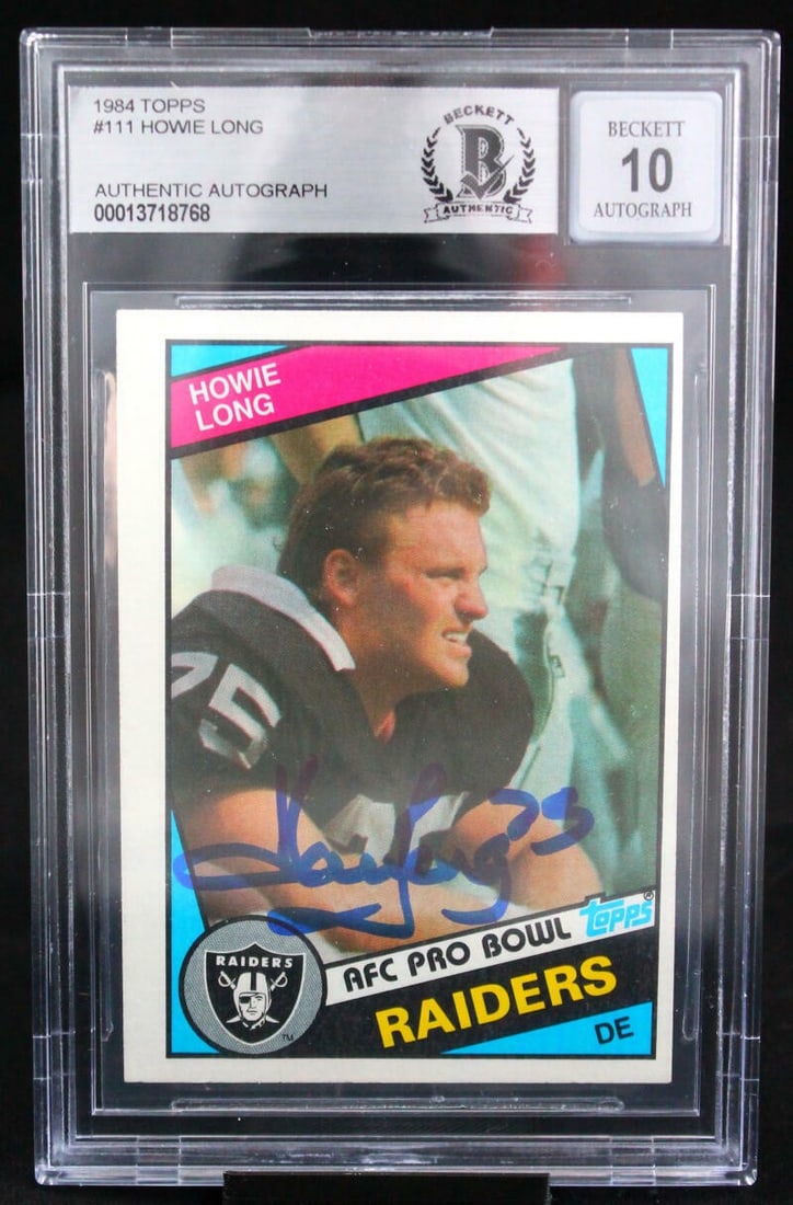 1984 Topps #111 Howie Long Autographed Raiders Card BGS 10 (1 of 6)
