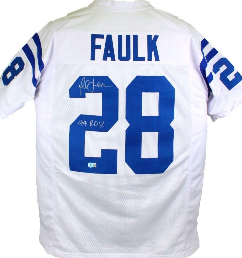 Marshall Faulk Autographed Indianapolis Colts Pro Style Jersey with Beckett Hologram (1 of 9)