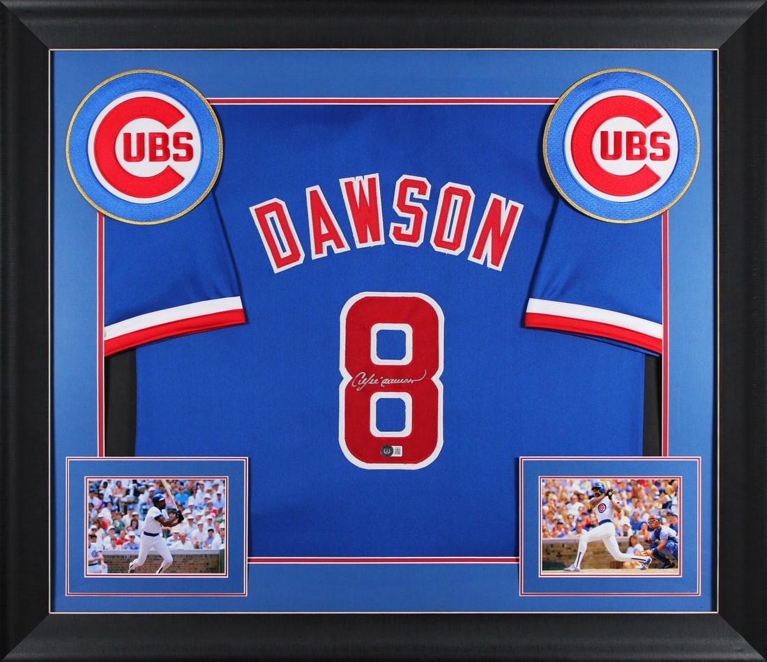 Andre Dawson Signed Blue Framed Jersey Chicago Cubs Beckett Authenticated (1 of 2)