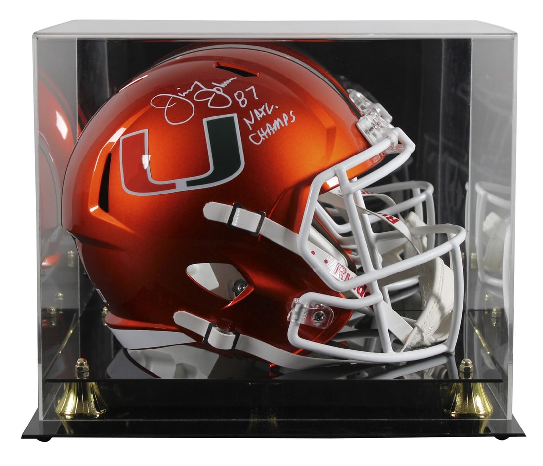 Miami Hurricanes Jimmy Johnson Signed Flash Helmet 1987 Champs BAS (1 of 4)