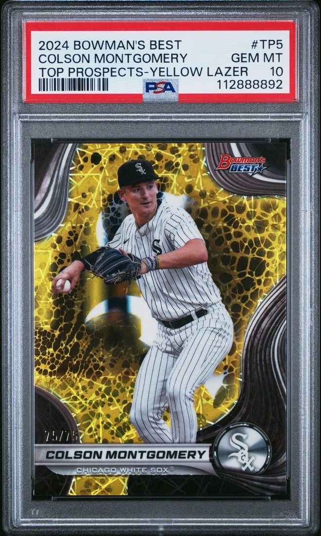 2024 Bowman Best Colson Montgomery #TP5 Yellow /75 PSA 10 Baseball Card (1 of 2)