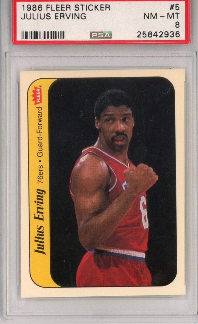 1986 Fleer Julius Erving #5 Basketball Card PSA 8 Original (1 of 2)