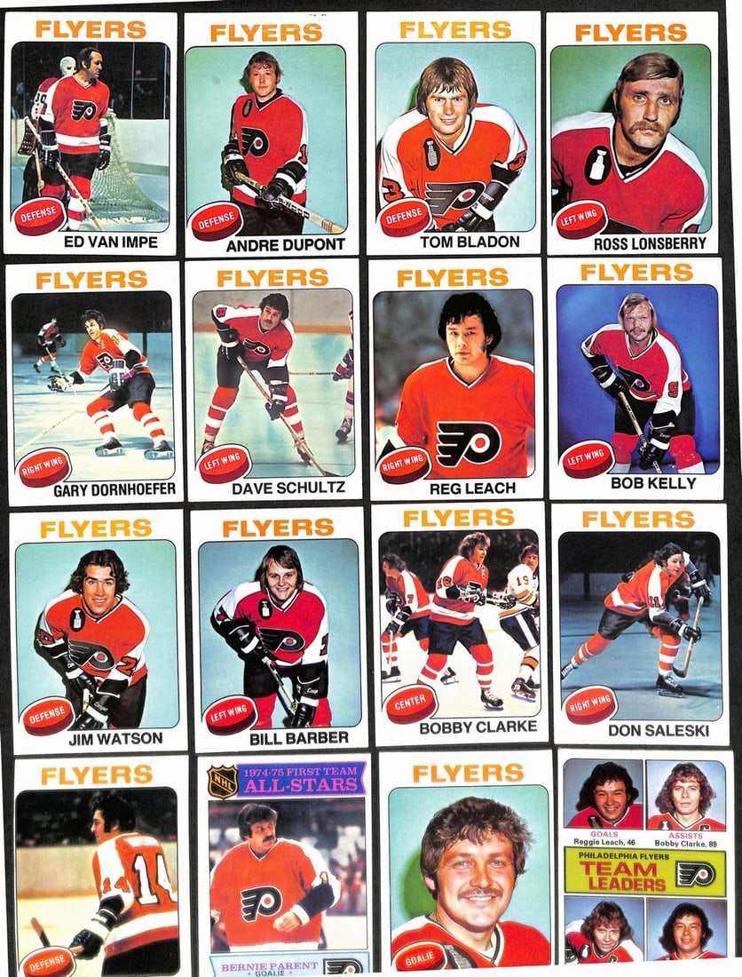 1975-76 Topps Hockey Philadelphia Flyers 22 of 24 Trading Cards (1 of 7)