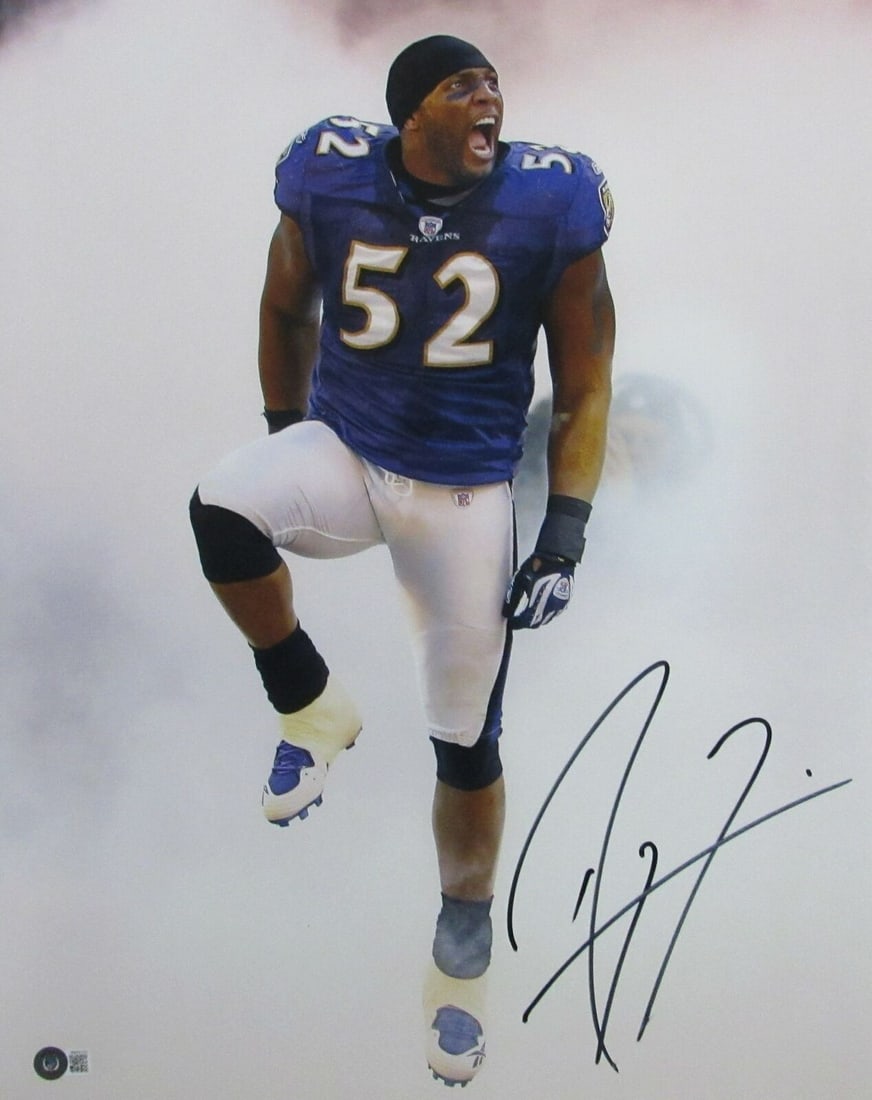 Ray Lewis Autographed 16x20 Photo Baltimore Ravens Beckett Authenticated (1 of 3)
