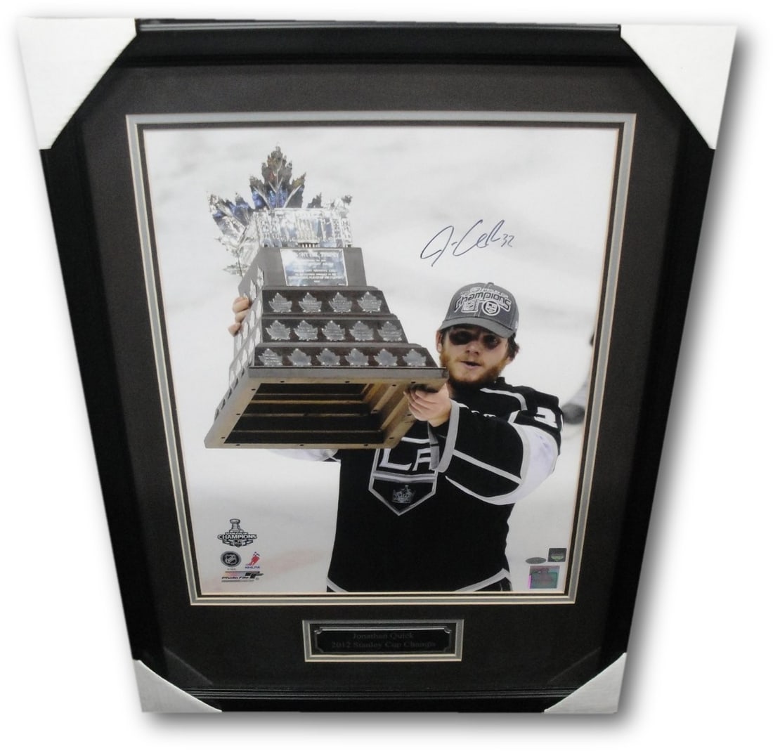 Jonathan Quick Autographed 16x20 Photo Custom Framed LA Kings (1 of 3)
