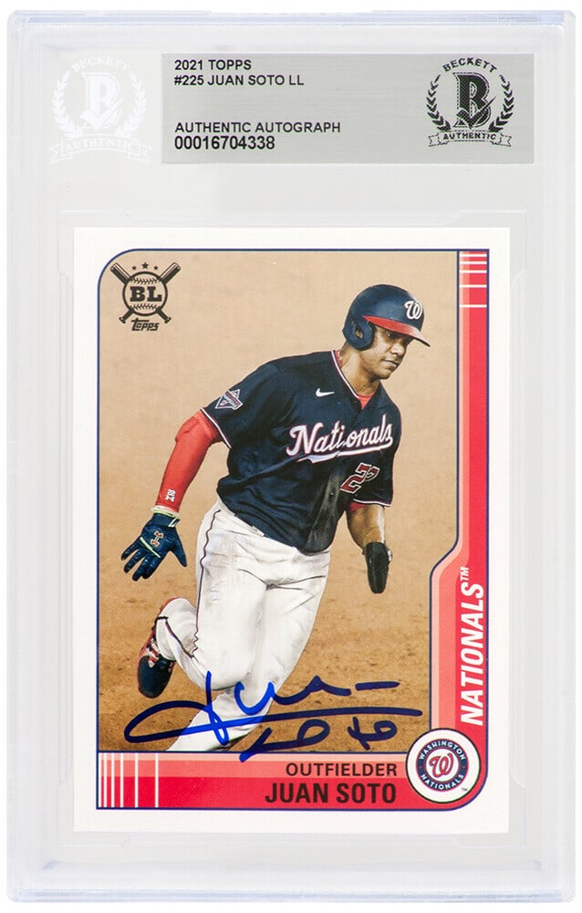 Juan Soto Signed 2021 Topps Big League Card #225 Beckett Authenticated (1 of 2)
