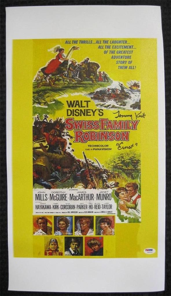 Tommy Kirk Signed Swiss Family Robinson Canvas 12x18 PSA/DNA COA (1 of 1)