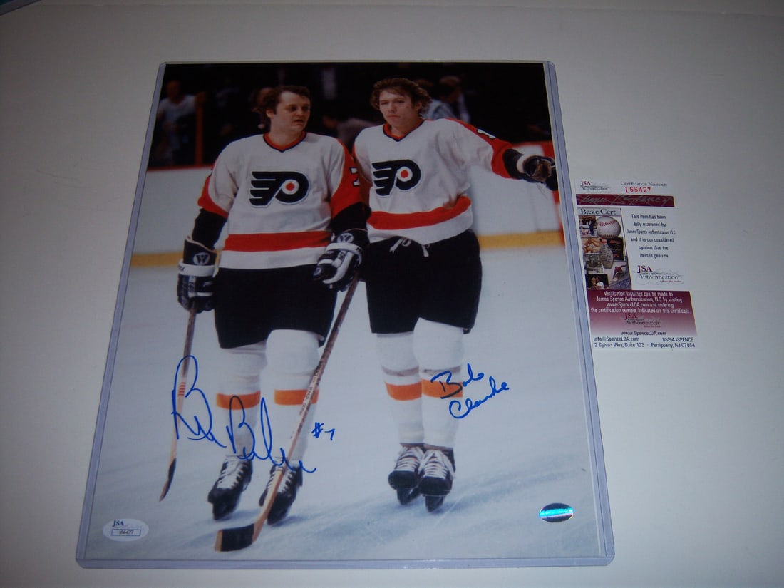 Bob Clarke Bill Barber Signed 11x14 Philadelphia Flyers Photo with JSA/COA (1 of 1)