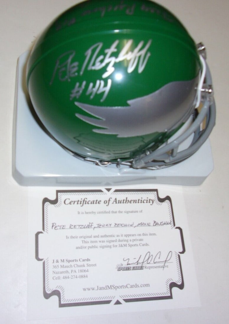 Philadelphia Eagles Signed Mini Helmet with COA by Retzlaff, Reichow, Baughan (1 of 2)