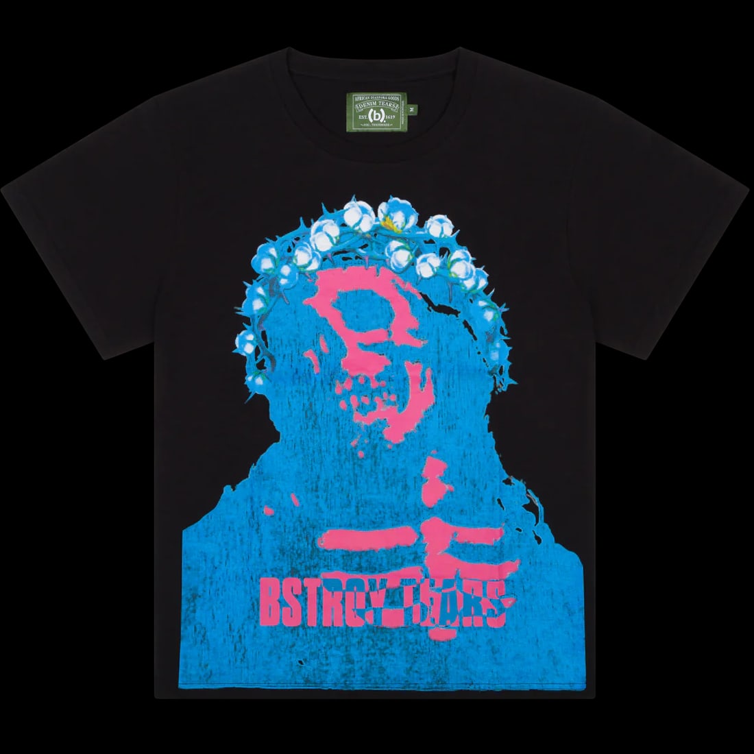 Denim Tears Bstroy Crown Black Cotton Tee Medium: Denim Tears Bstroy Crown Black Cotton Tee Medium This authentic Denim Tears Bstroy Tears Crown black tee is crafted from high-quality cotton, ensuring comfort and style. Designed in a classic medium s