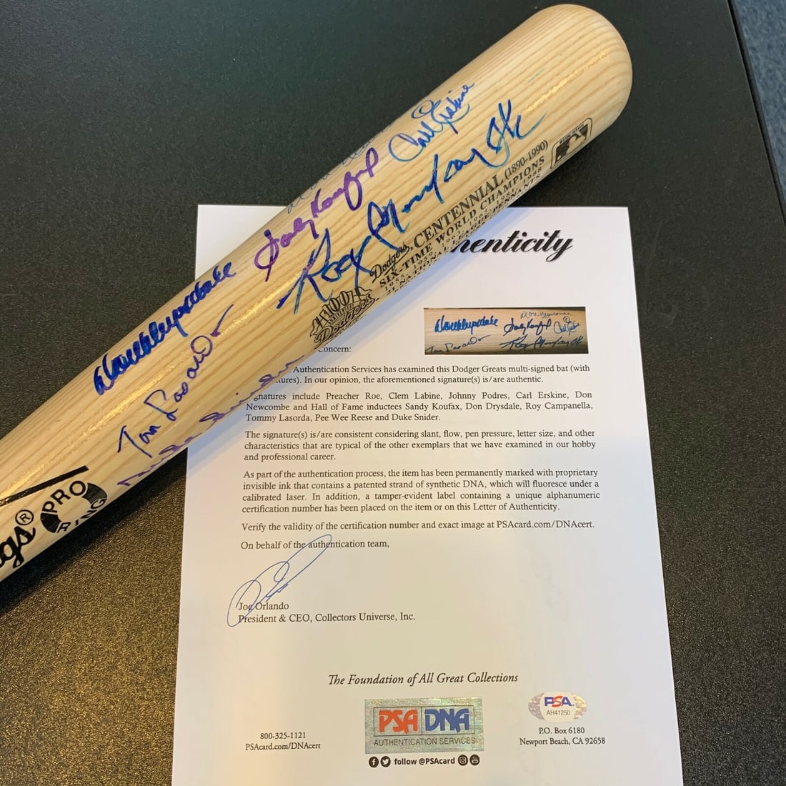 Brooklyn Dodgers Signed Bat Sandy Koufax Roy Campanella PSA DNA Limited Edition (1 of 11)