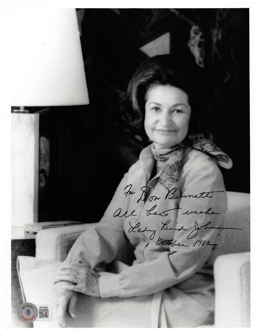 Lady Bird Johnson Signed 8x10 Photo For Don Burnett Beckett Certified (1 of 3)