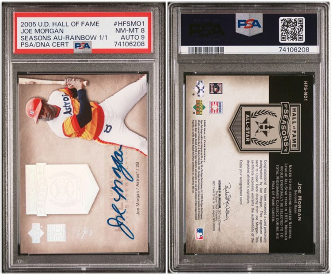 Joe Morgan 2005 Upper Deck Hall Of Fame 1/1 PSA 8 Autographed Card (1 of 1)