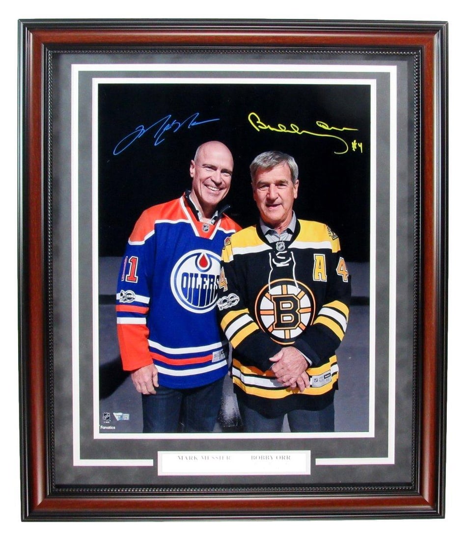 Mark Messier Bobby Orr Signed Framed Photo 16x20 Fanatics COA (1 of 5)